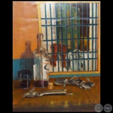 La ventana del frente - Pintura a la tmpera - Obra de Vicente Gonzlez Delgado